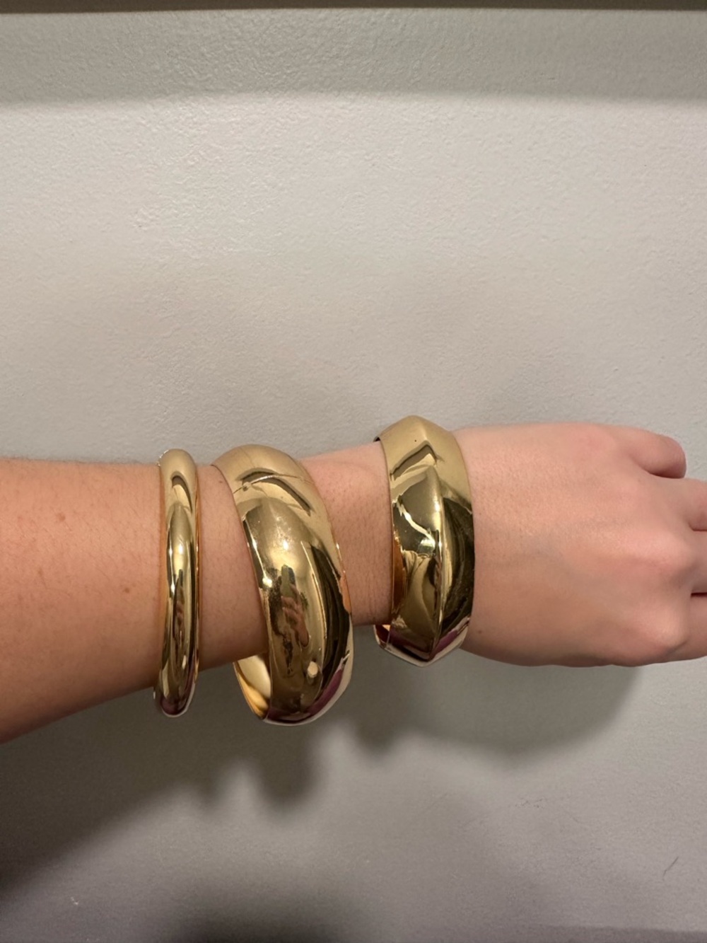 Gold Tone Chunky Dome Bangle Bracelet set of 3 - Women's Jewelry from Amazon